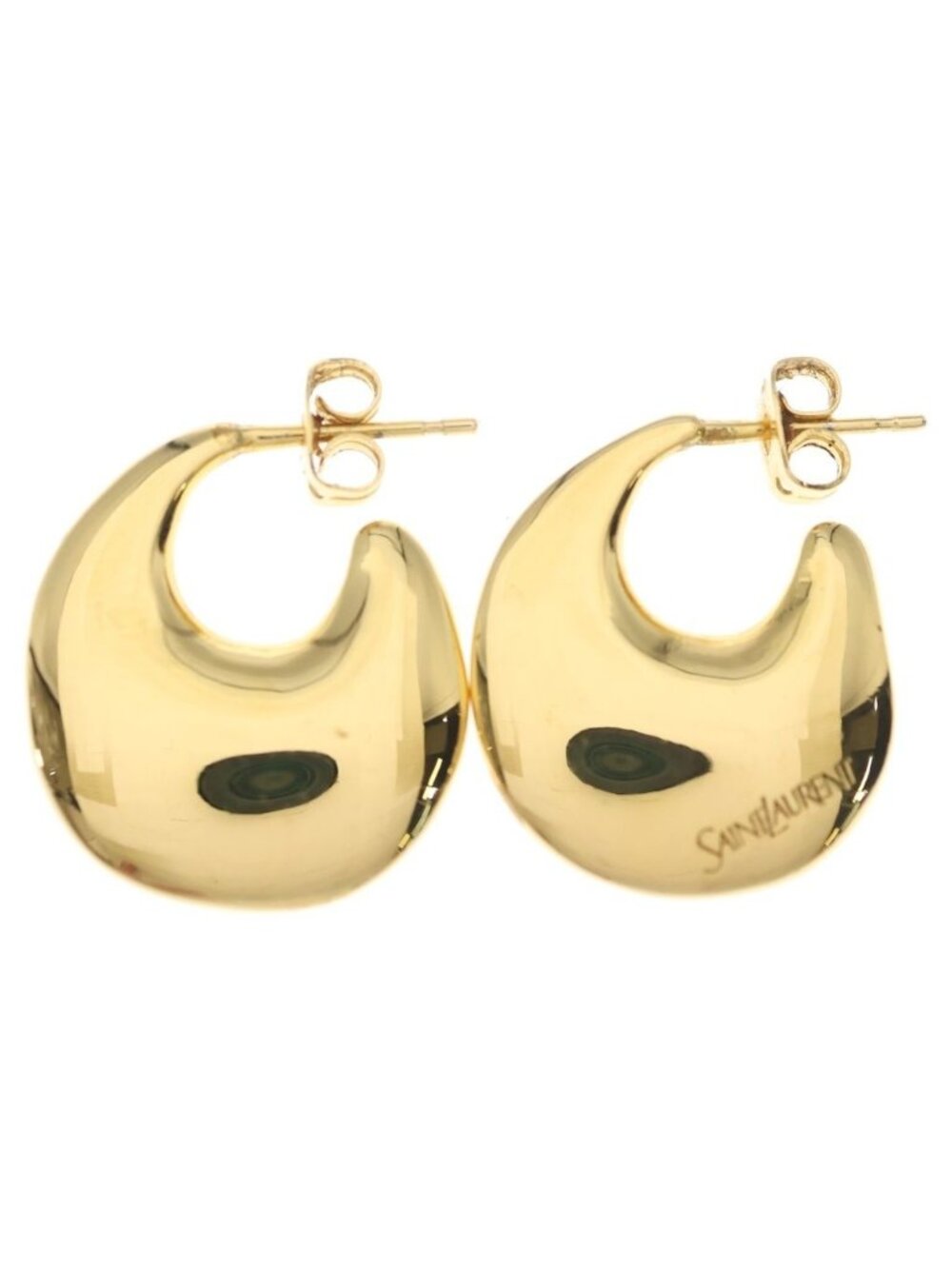 Saint Laurent Paris Teardrop Hoop Earrings Gold